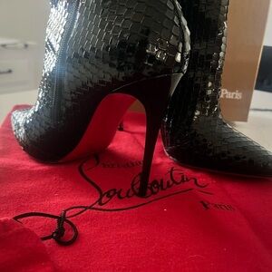Christian Louboutin Black Textured Heeled Boots